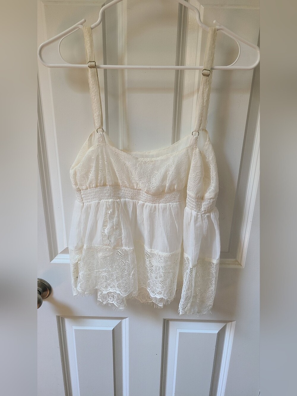 Intimately Free People Lace Tiered Offwhite Cami Top Medium - Picture 4 of 12
